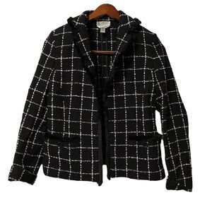 Talbots Collection Blazer Wool Blend Made In Italy Pockets Frayed Raw Hem Size 4